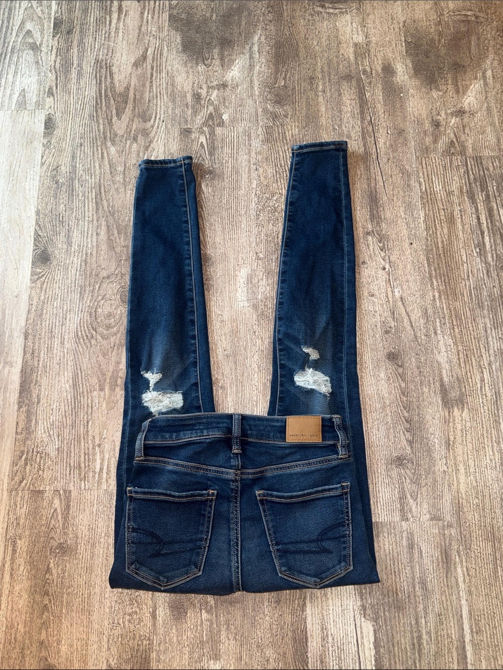 American Eagle Outfitters Dark Indigo Distressed Skinny Jeans